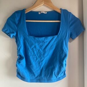 Zara Blue Square Neck Crop Top